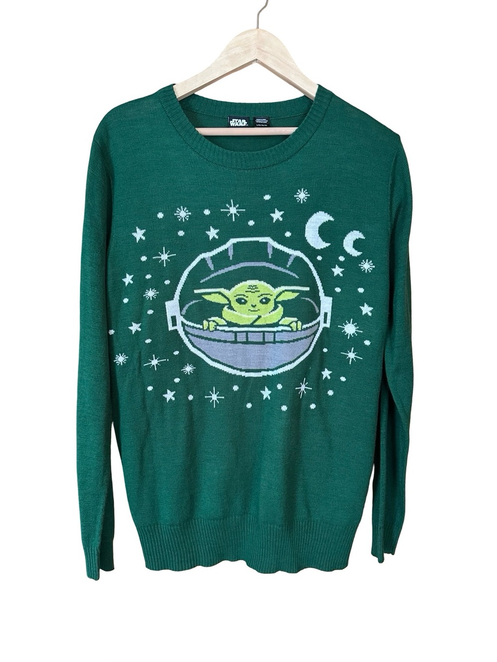 Star Wars Baby Yoda Grogu Ugly Christmas Sweater Crewneck Sweater Sz L